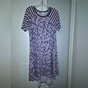 Lularoe Size M Carly Floral and Striped Short Sleeve Dress